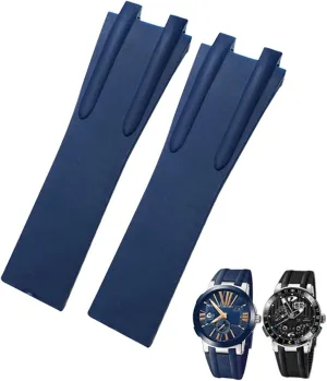 26mm Rubber Steel Folding Buckle Watch Band Fit for Ulysse Nardin Blue Black Brown Sport Waterproof Strap accessories