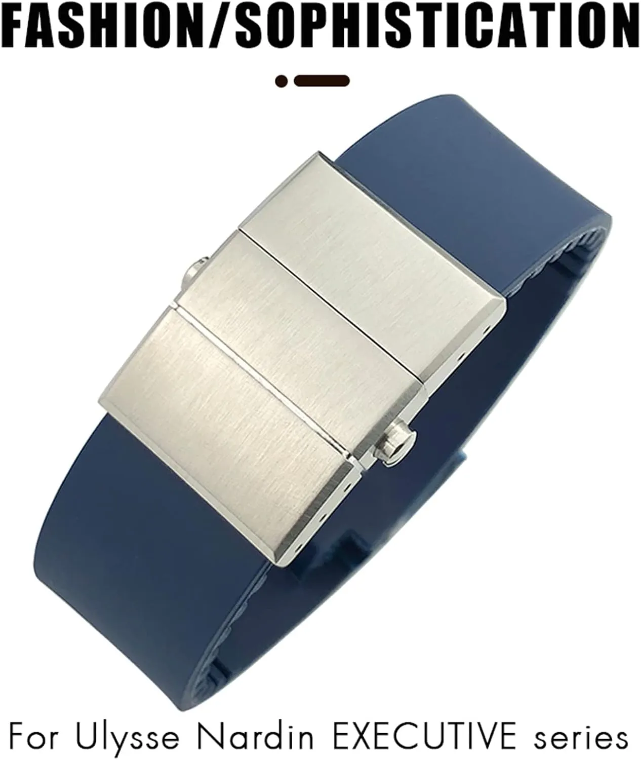 26mm Rubber Steel Folding Buckle Watch Band Fit for Ulysse Nardin Blue Black Brown Sport Waterproof Strap accessories