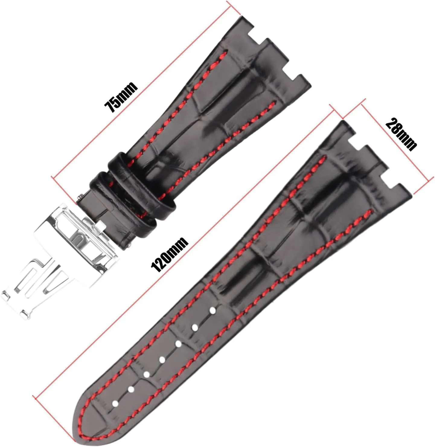 28mm Leather Watch Band Compatible for Audemars Piguet AP Royal Oak Offshore 15703 15710 15400 26470 26400 28 mm Silicone Strap Wirstband accessories replacement for Men and Women
