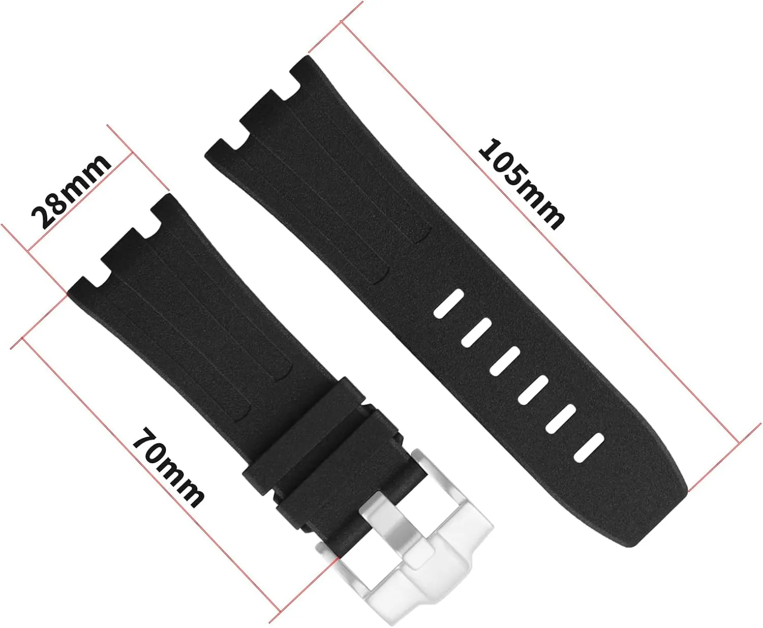 28mm Rubber Watch Band replacement for Audemars Piguet AP Royal Oak Offshore 15703 15710 15400 26470 26400 28 mm Silicone Strap Wirstband accessories with Buckle for Men and Women