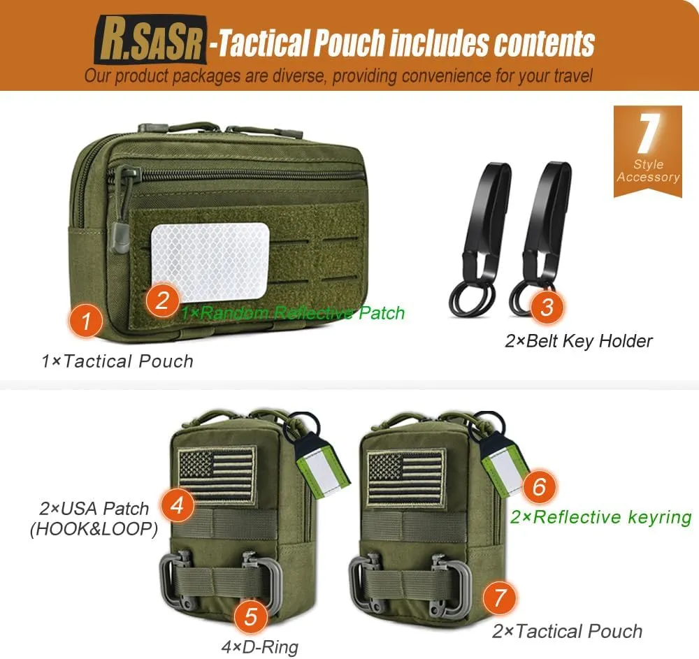 3 Pack Tactical Molle Admin Pouch, EDC Tool Pouch Bag Horizontal Modular Pouches, Utility Tool Pouch with Molle Accessories