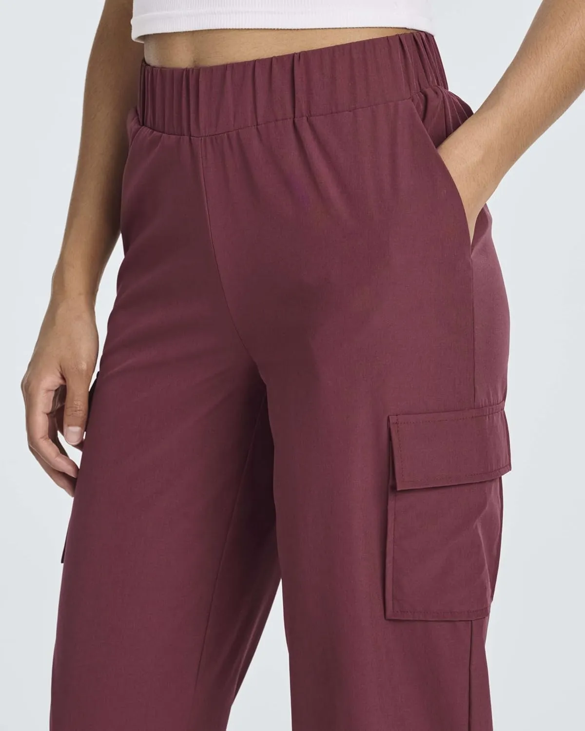 3 Pack:Women's Woven Cargo Capri Jogger Pants Tactical Hiking 5 Pockets Water Resistant Quick Dry Active Pockets Drawstring