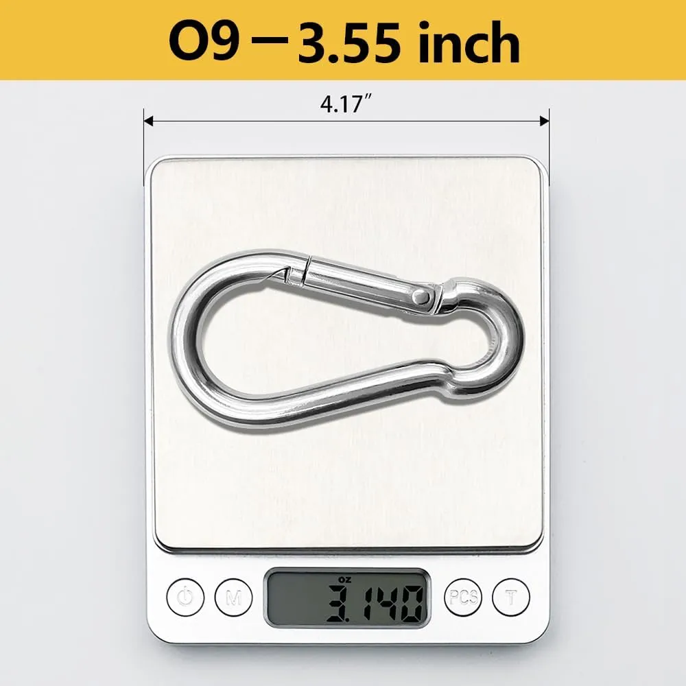 304 Stainless Steel Carabiner 2 inch, 3 inch, 4 inch, 5 Inch.Heavy Duty Carabiner Clips.Stainless Steel Spring Snap Hooks for Camping ＆ Travelling.