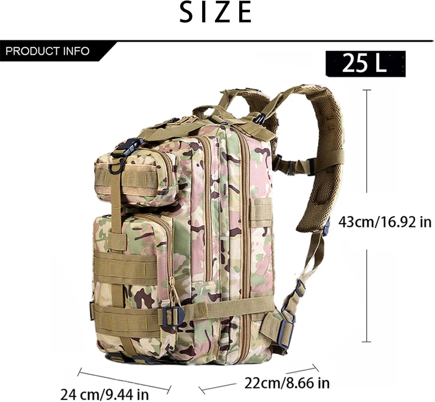 30L Waterproof Military Tactical Backpack Assault Bag Hiking Backpack MOLLE Outdoors Camping Trekking Rucksack - Green