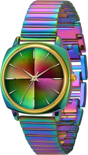 34MM Women Square Watch Metal Bracelet with Jewelry Clasp Easy to Read Waterproof Watch