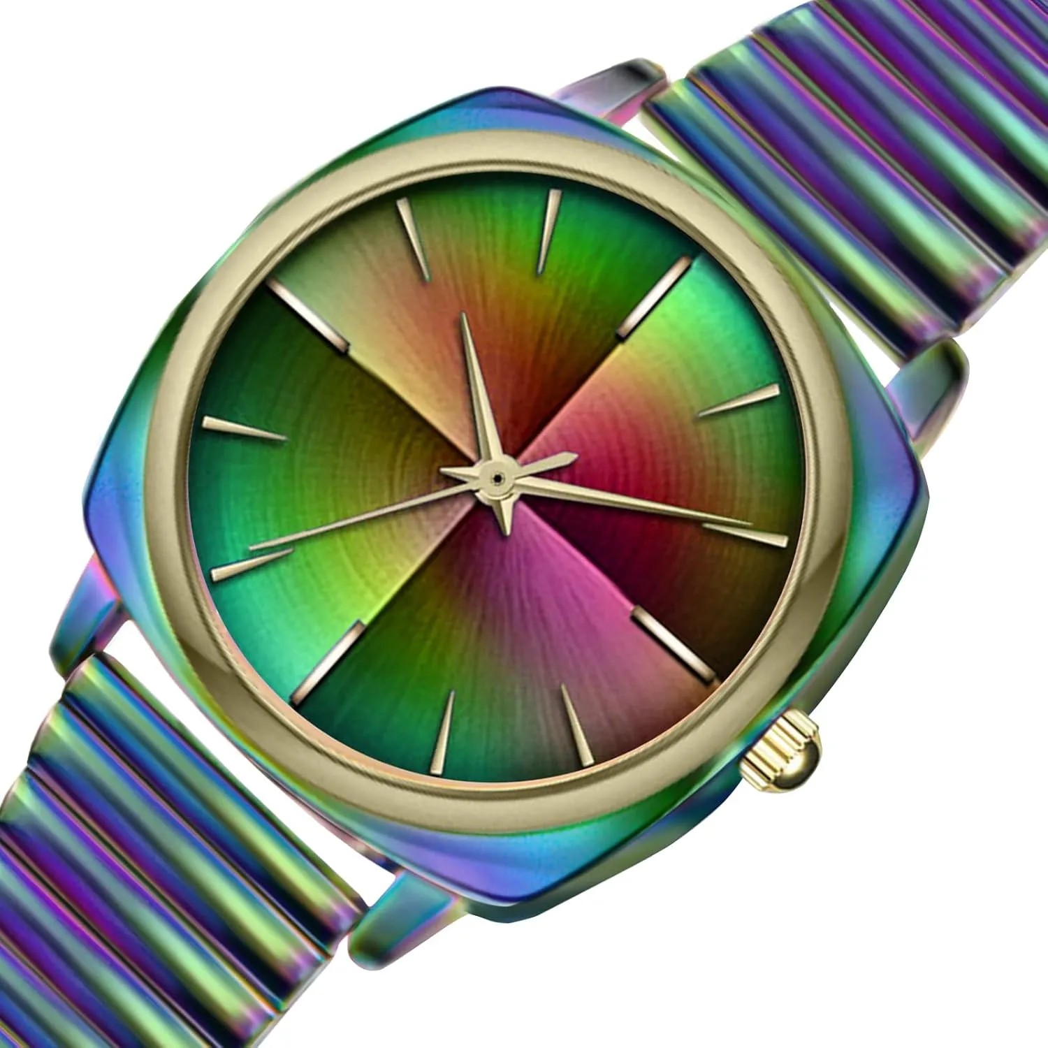 34MM Women Square Watch Metal Bracelet with Jewelry Clasp Easy to Read Waterproof Watch