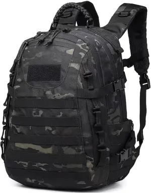 35L 1000D Nylon Camping Backpack Waterproof Trekking Fishing Hunting Bag Outdoor Tactical Molle Climbing Rucksack Bag (black CP)