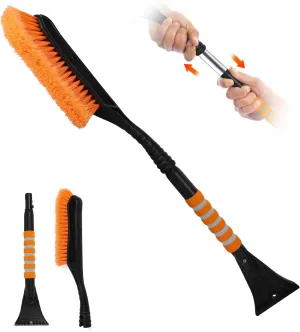 37" Extendable Snow Brush and Ice Scraper for Car Windshield, Detachable Car Snow Ice Removal Tool with Ergonomic Foam Grip, Universal Automotive Window Snow Scraper Brush (Orange)