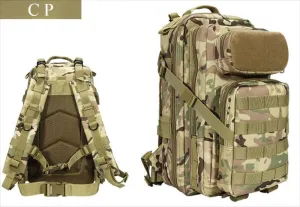 3P Tactical Backpack - 30L Capacity, Waterproof Oxford Cloth, MOLLE System - Ideal for Hiking, Rucking, and Military Use (Travel, CP), OSFA