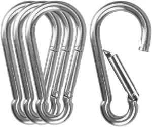 4 Pack 5-1/2" Heavy Duty Carabiners, 304 Stainless Steel Spring Snap Hook, Load 660 lb