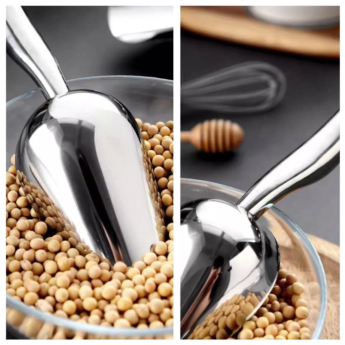4 Sizes Aluminum Alloy Ice Shovel Flour Rice Scoop Multipurpose Kitchen Tool