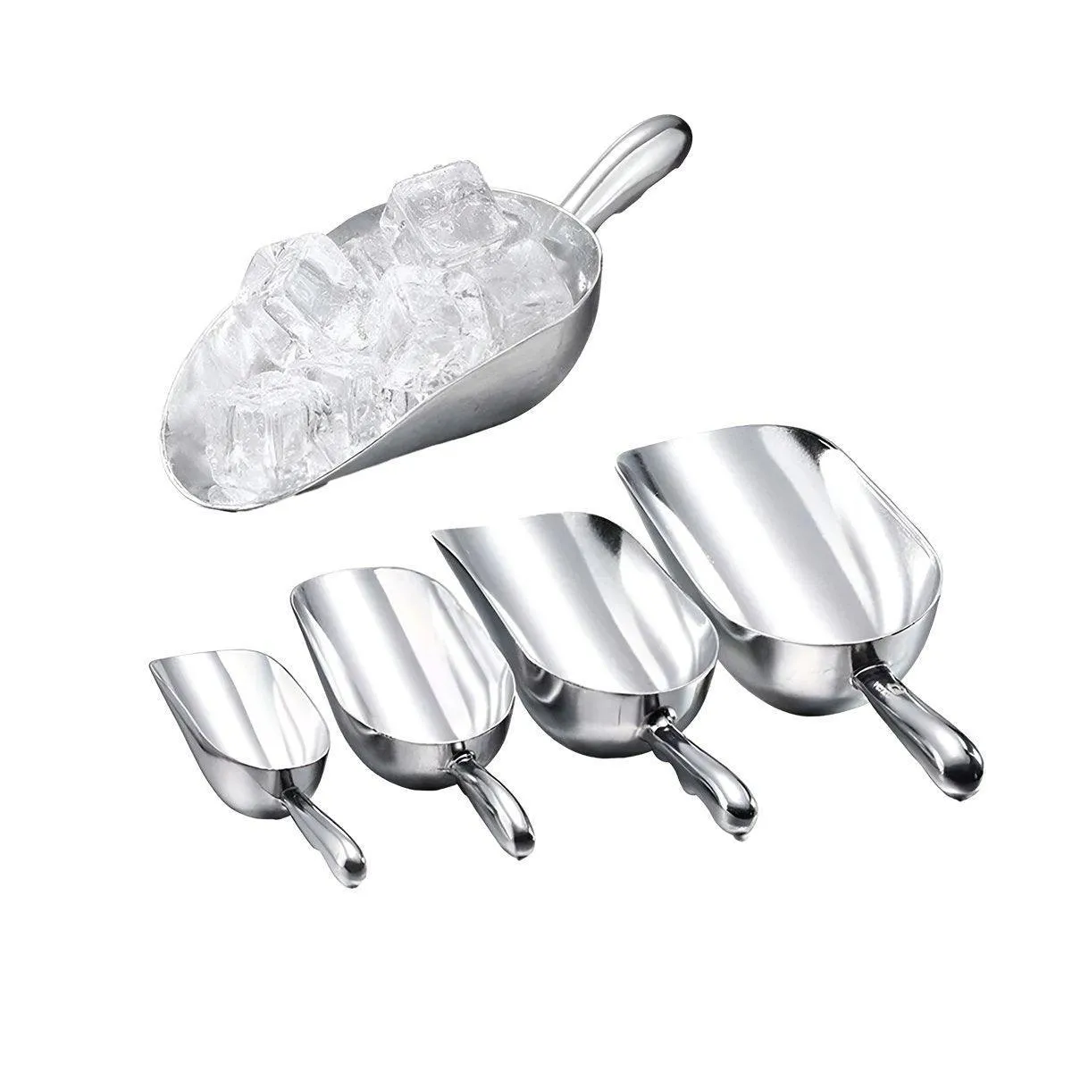 4 Sizes Aluminum Alloy Ice Shovel Flour Rice Scoop Multipurpose Kitchen Tool