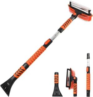 41 Inch Extendable Snow Brush for Car, 3 in 1 Detachable Car Snow Brush and Ice Scraper with Ergonomic Grip, Long Handle Winter Snow Removal Tool for Car, Truck, SUV