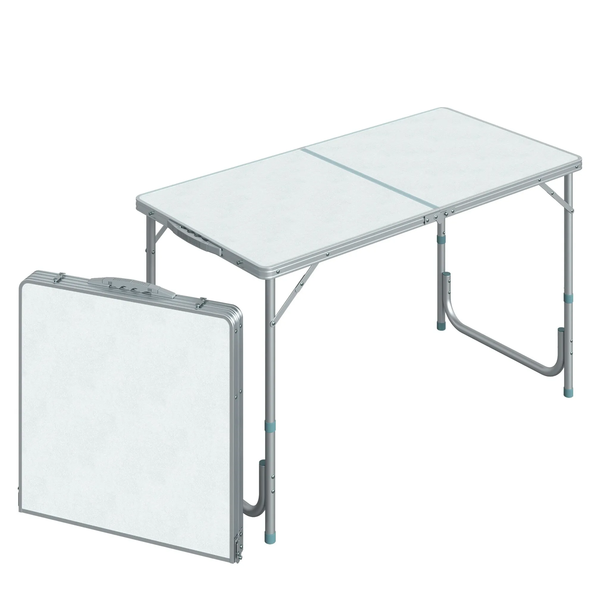 47" Folding Camping Table with Height Adjustability, Lightweight Portable Table with Carry Handle, Outdoor Folding Table