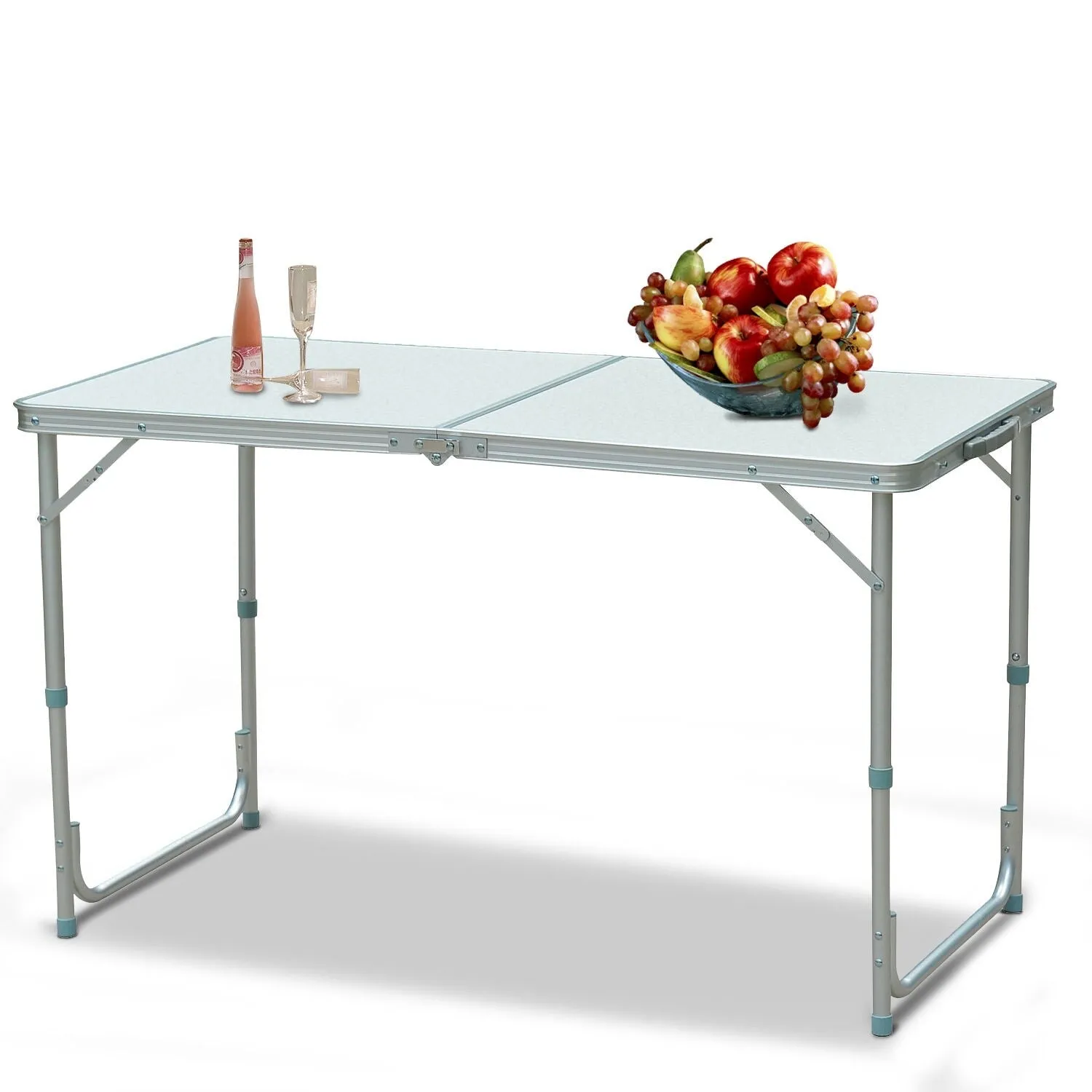 47" Folding Camping Table with Height Adjustability, Lightweight Portable Table with Carry Handle, Outdoor Folding Table