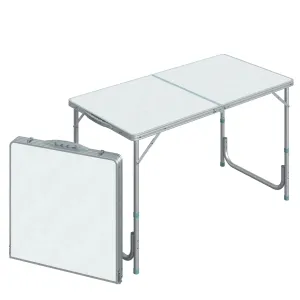 47" Folding Camping Table with Height Adjustability, Lightweight Portable Table with Carry Handle, Outdoor Folding Table