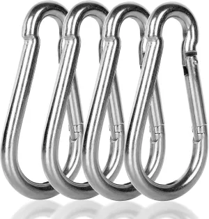 4PCS 5.5inch Spring Snap Hooks Carabiner, M12 Large Carabiner Clip, Heavy Duty Quick Link for Camping, Swing, Hammock, Hiking, Fishing, Gym, 1200LBS