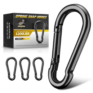 4Pcs Spring Snap Hooks, 5.5” Carabiner Clip, 1200lbs Heavy Duty Rope Connector, Large Carabiners for Indoor & Outdoor, Hammock, Swing, Camping, Fishing, Hiking