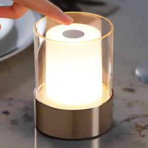 4" Mini Dining Table Light 2 Pack for Buffet Restaurant, Outdoor Waterproof Lamps for Bathroom Camping, Rechargeable Cordless Table Lamp for Bar, Touch Warm Night Light for Nursery Baby (Gold)