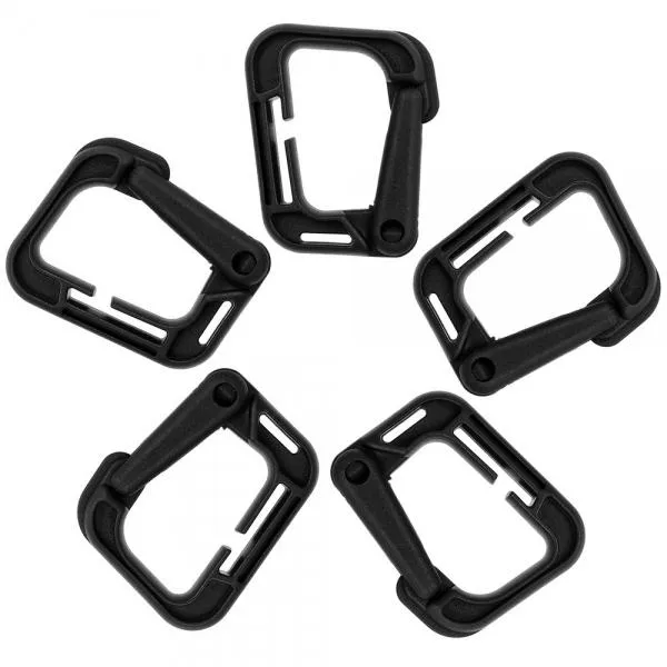 5pcs Outdoor High-Strength Nylon Carabiner for Molle Backpack Black