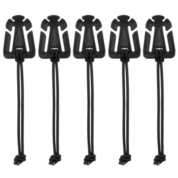 5pcs Outdoor Nylon Winder Fixing Buckle with Elastic Rope Black