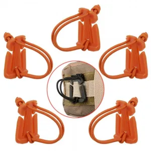 5pcs Outdoor Nylon Winder Fixing Buckle with Elastic Rope Orange