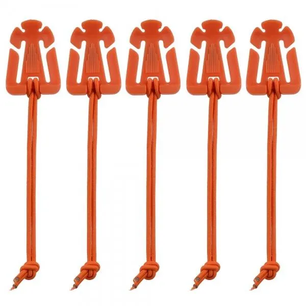 5pcs Outdoor Nylon Winder Fixing Buckle with Elastic Rope Orange