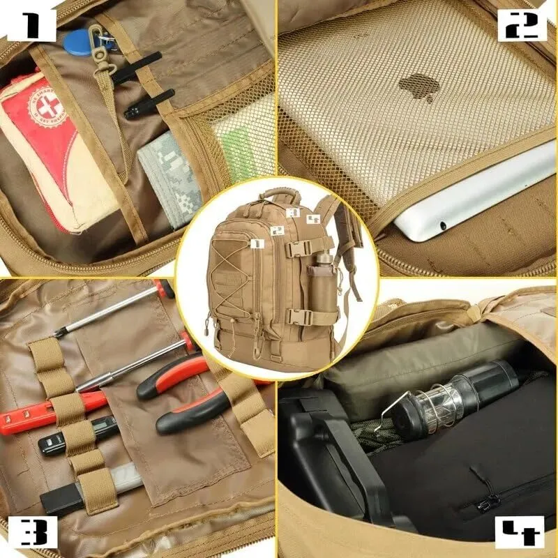 65L Military Tactical Backpack Army Molle Assault Rucksack Men Backpacks Travel Camping Hunting Hiking Bag (camo 4)