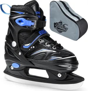 Adjustable Ice Skates for Kids Boys Girls with Skate Bag, Kids Hockey Skates for Outdoor and Rink, Soft and Comfortable Lining Ice Skating Shoes
