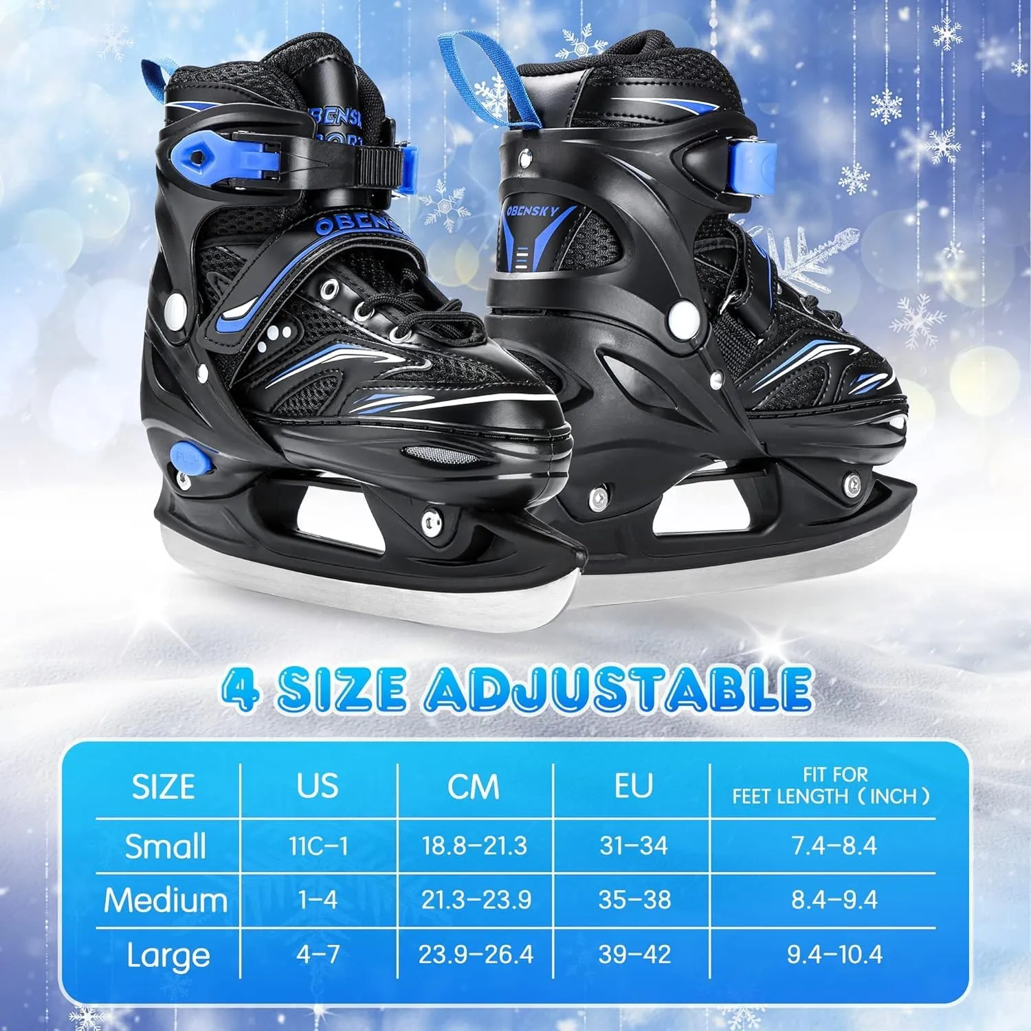 Adjustable Ice Skates for Kids Boys Girls with Skate Bag, Kids Hockey Skates for Outdoor and Rink, Soft and Comfortable Lining Ice Skating Shoes