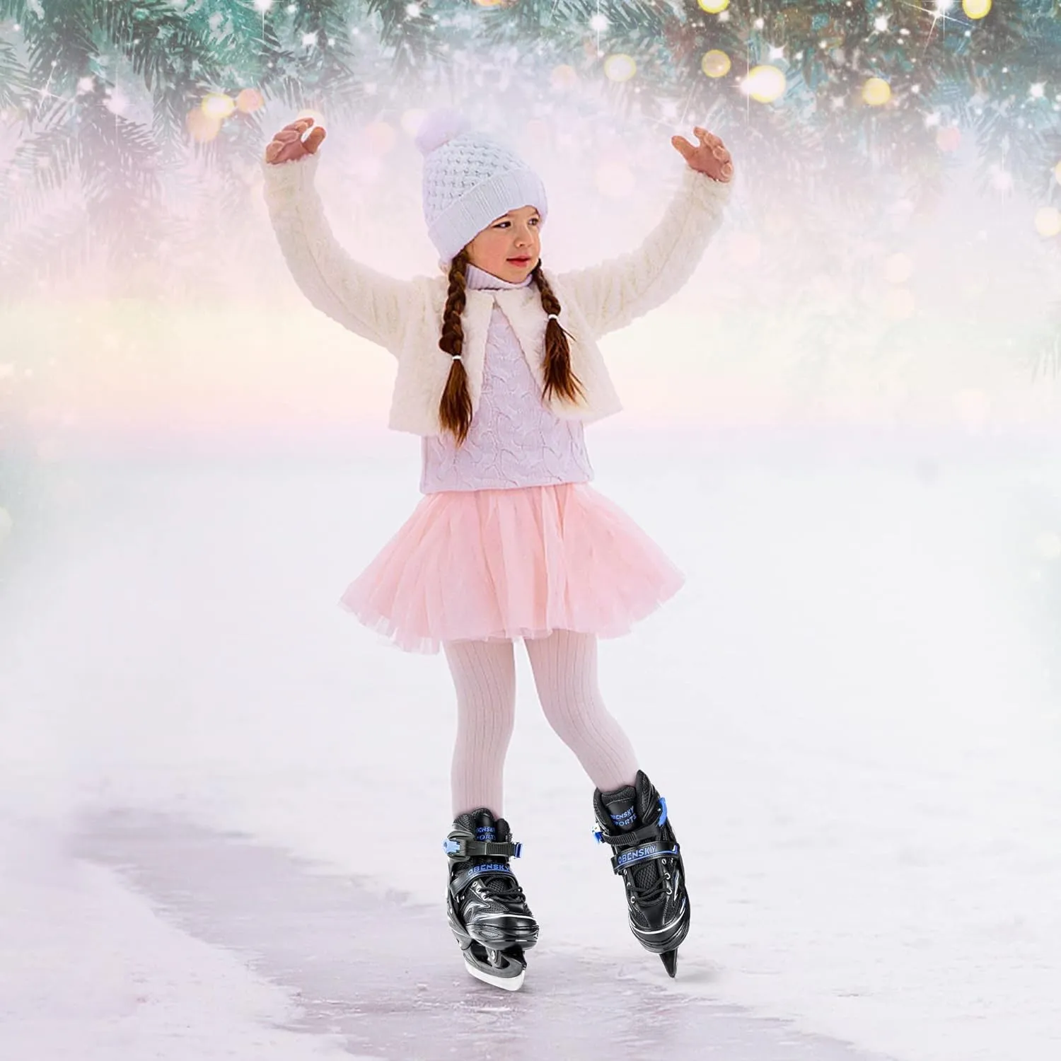 Adjustable Ice Skates for Kids Boys Girls with Skate Bag, Kids Hockey Skates for Outdoor and Rink, Soft and Comfortable Lining Ice Skating Shoes