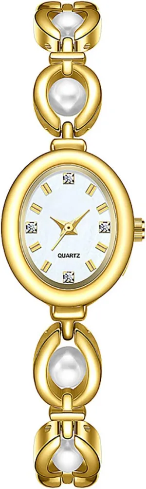 ADSBIAOYE Elegant Pearl Women's Dress Watch Fashion Oval dial Gift Women's Waterproof Watch