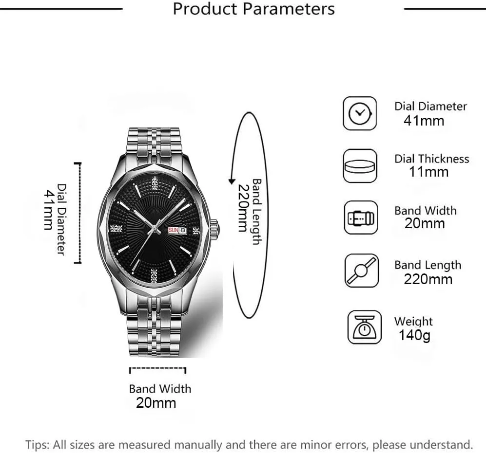 ADSBIAOYE Men Diamond Business Automatic Mechanical Watch Stainless Steel Waterproof Luminous Date Two Tone Luxury Casual Wrist Watch