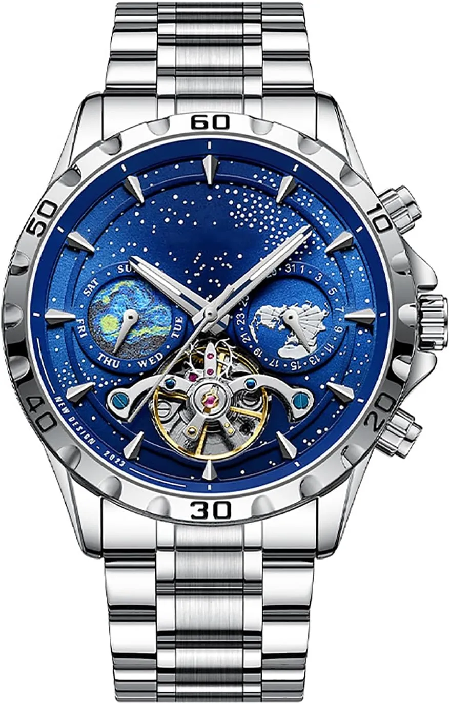 ADSBIAOYE Watches for Men Automatic Stainless Steel Waterproof Luminous Luxury Dress Mechanical Watches