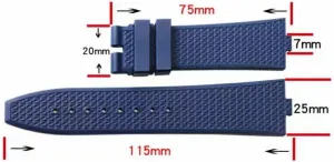 Adwoa Convex Interface Fluororubber Watch Band Strap Replacement for Vacheron Constantin VC Series - 24 * 7mm Quick Disassembly Watch Band Compatible with VC Series 4500V 5500V 7900V, Blue