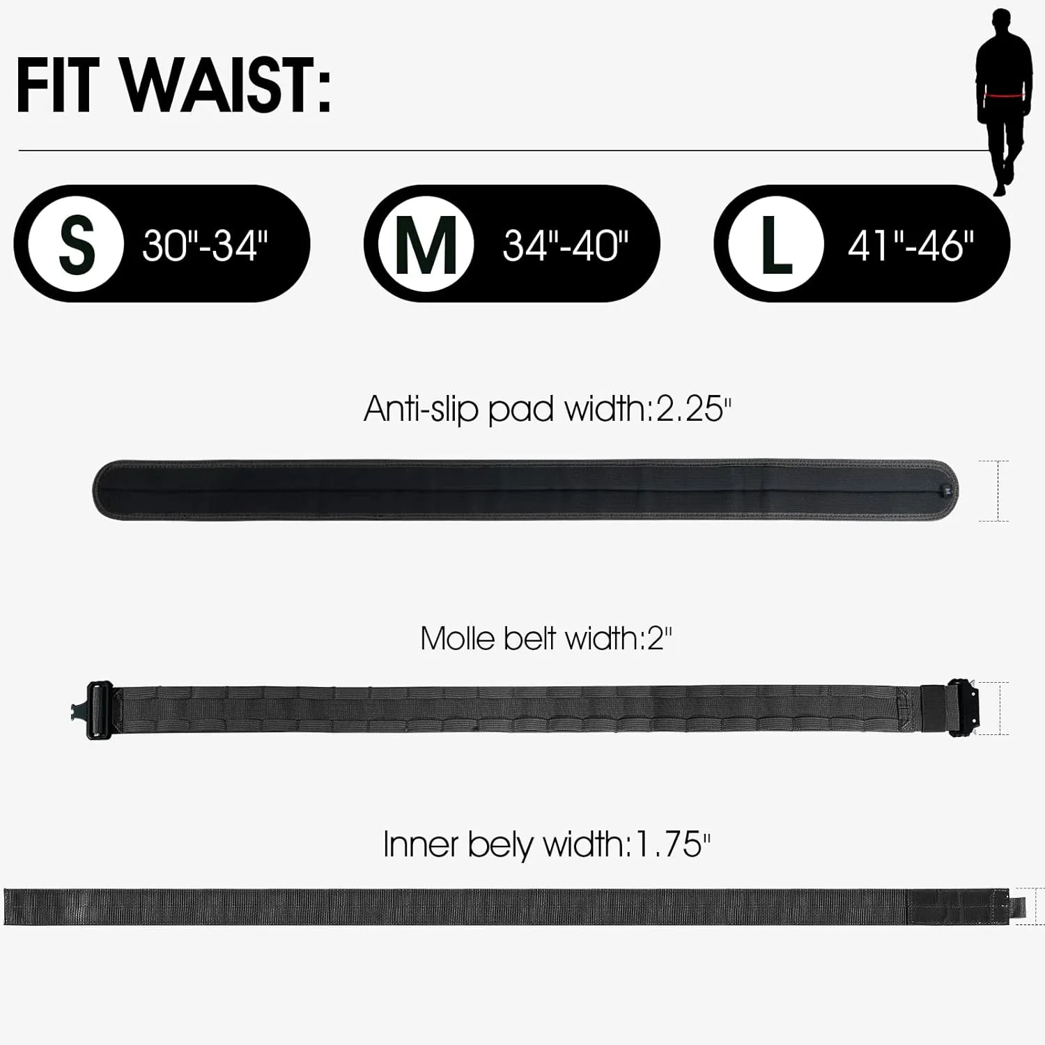 AIKATE Tactical Molle Battle Belt - Quick Release Rigger Combat Belt 1.75"/2.25" Inner & 2.0" Outer Heavy Duty