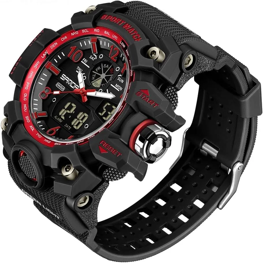 AIMES Mens Watches Sports Outdoor Waterproof Military Watch for Men Tactical Watch Analog Digital Date Alarm Stopwatch Multi-Function Tactics Big Face Wristwatch for Men