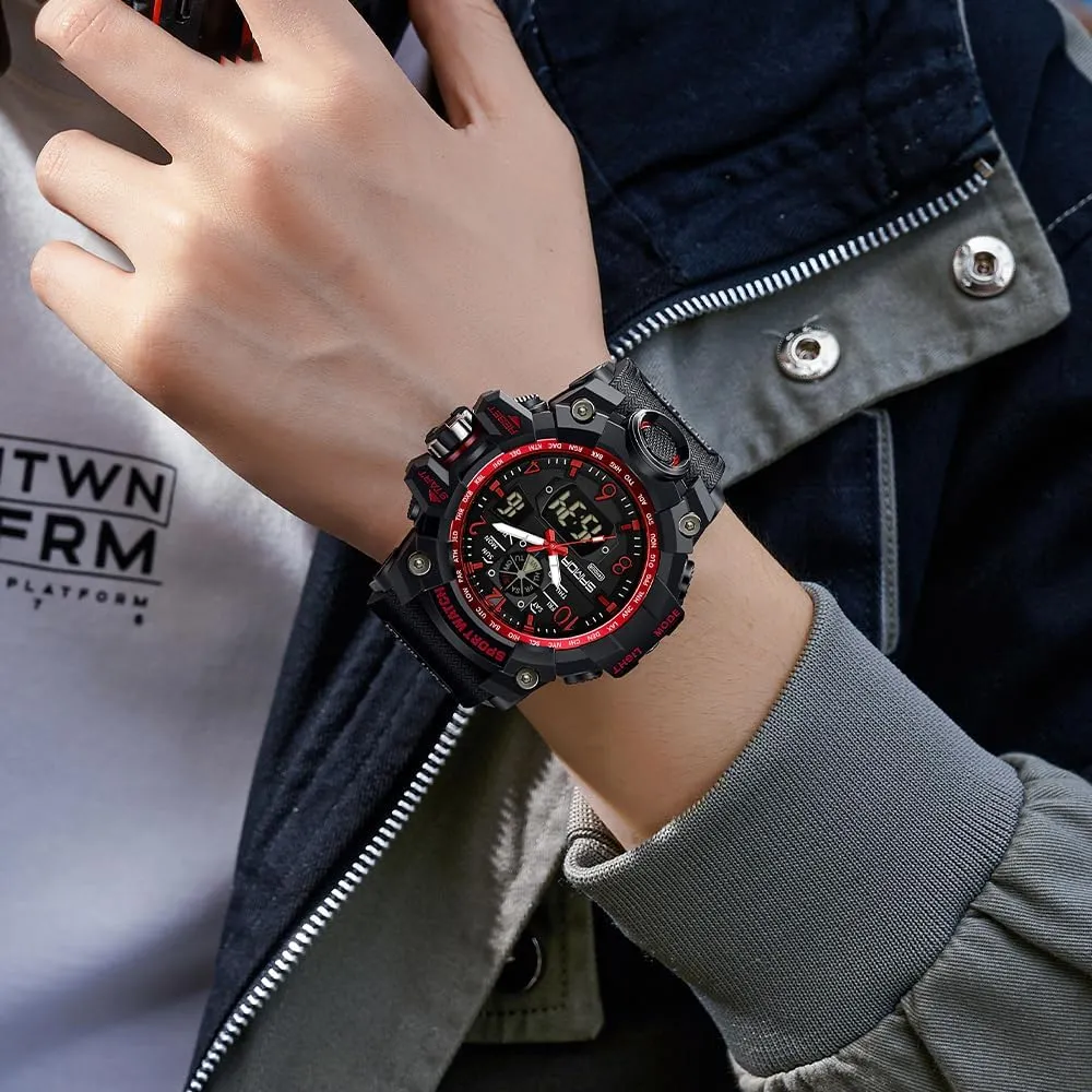 AIMES Mens Watches Sports Outdoor Waterproof Military Watch for Men Tactical Watch Analog Digital Date Alarm Stopwatch Multi-Function Tactics Big Face Wristwatch for Men