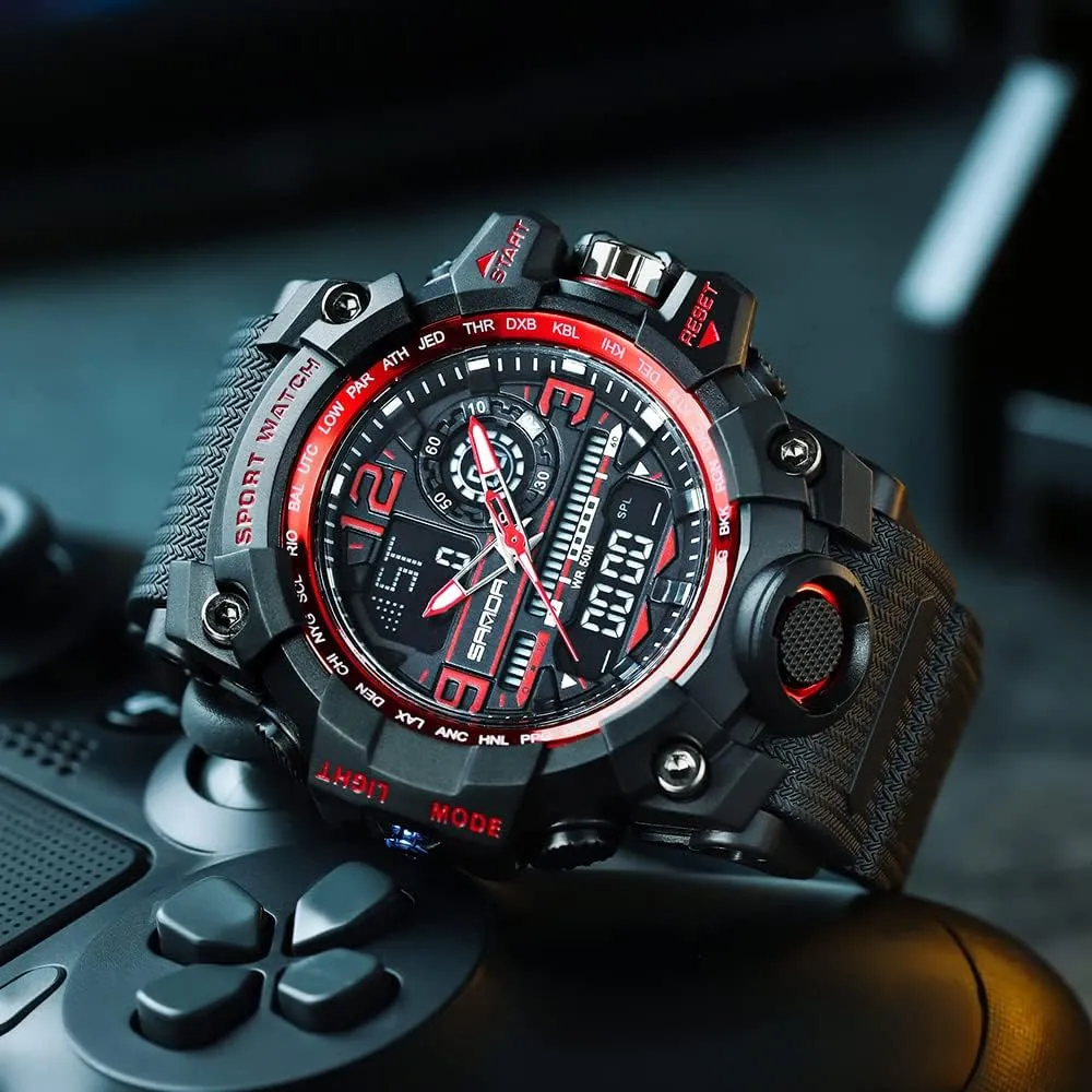 AIMES Men's Watches Sports Outdoor Waterproof Military Wrist Watch Tactical Date Multi Function Large Face LED Alarm Stopwatch for Men