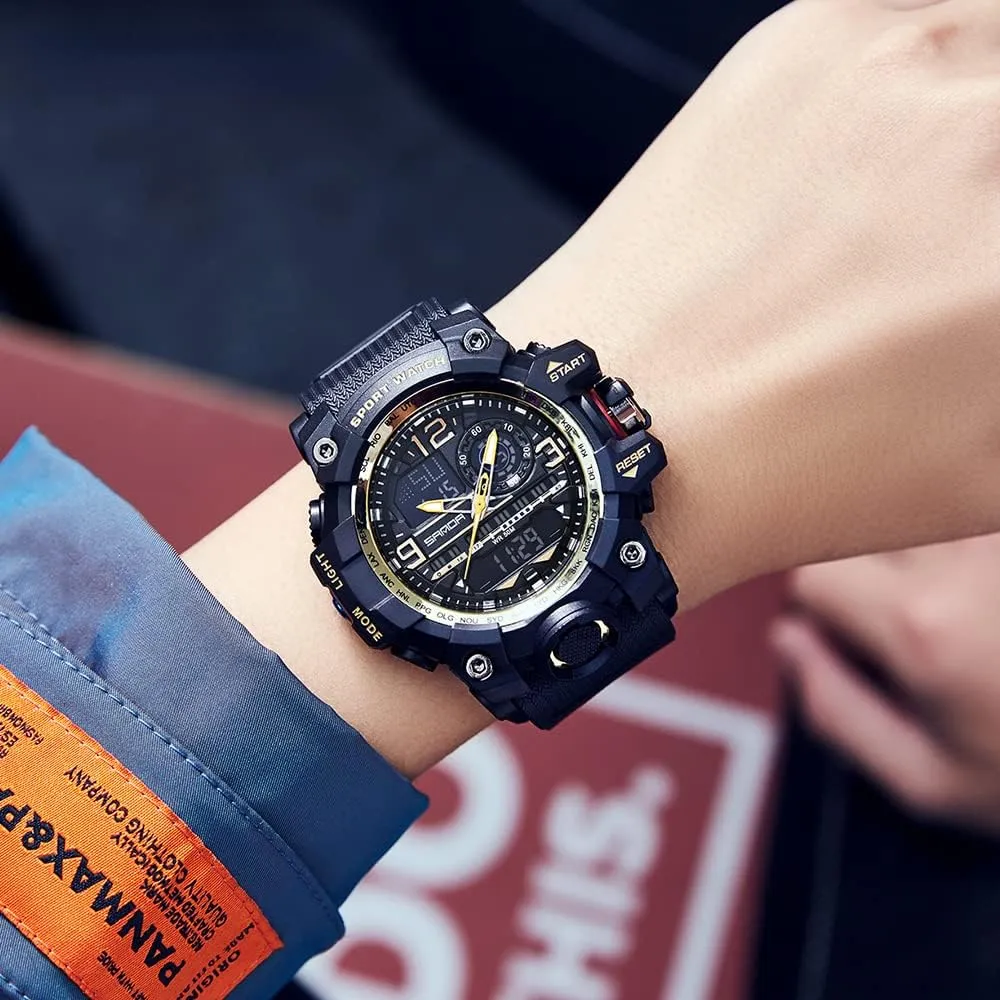 AIMES Men's Watches Sports Outdoor Waterproof Military Wrist Watch Tactical Date Multi Function Large Face LED Alarm Stopwatch for Men
