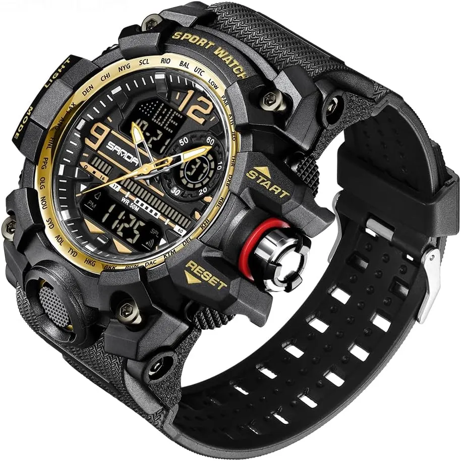 AIMES Men's Watches Sports Outdoor Waterproof Military Wrist Watch Tactical Date Multi Function Large Face LED Alarm Stopwatch for Men