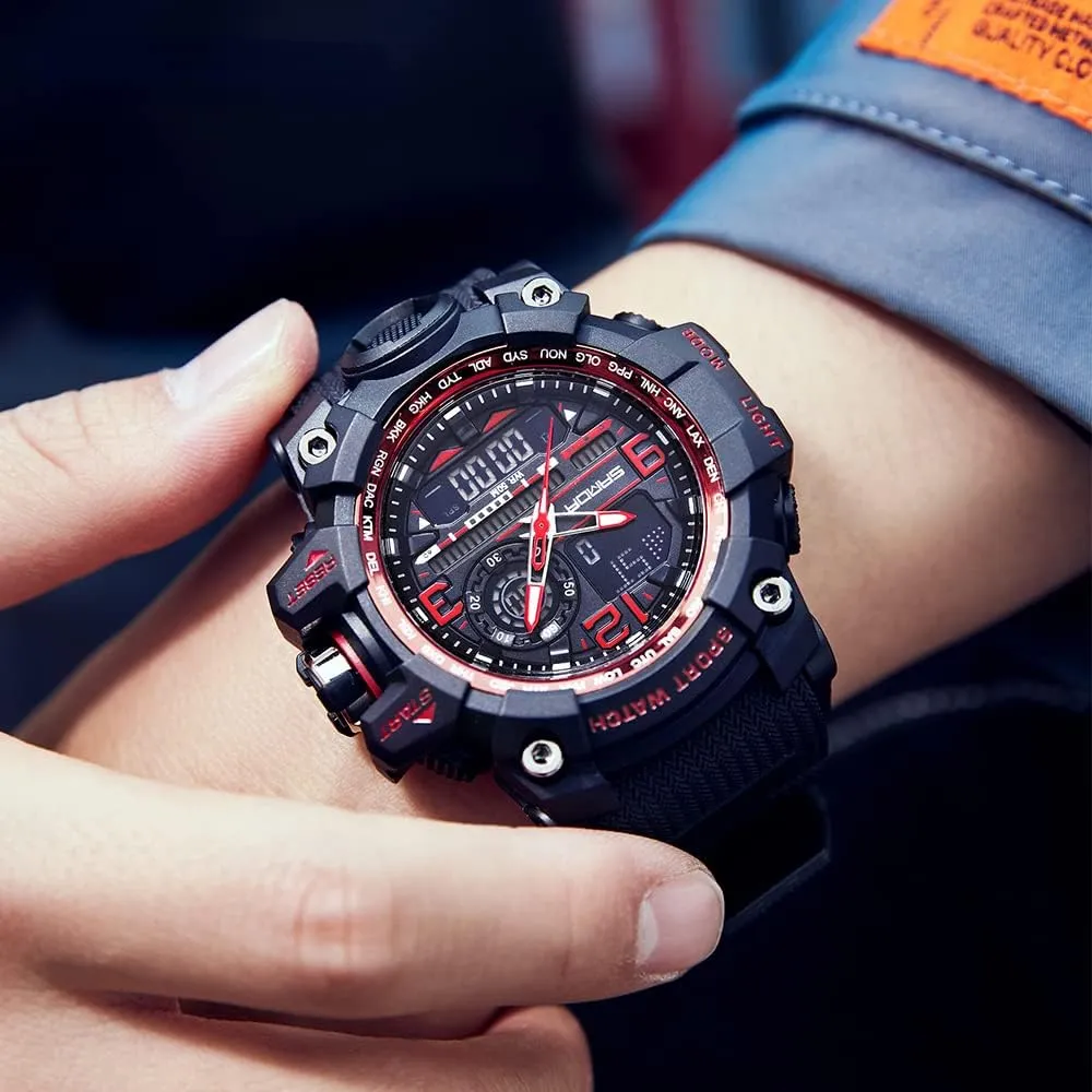 AIMES Men's Watches Sports Outdoor Waterproof Military Wrist Watch Tactical Date Multi Function Large Face LED Alarm Stopwatch for Men