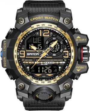 AIMES Men's Watches Sports Outdoor Waterproof Military Wrist Watch Tactical Date Multi Function Large Face LED Alarm Stopwatch for Men