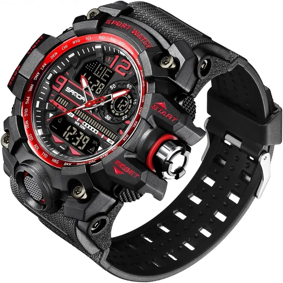 AIMES Men's Watches Sports Outdoor Waterproof Military Wrist Watch Tactical Date Multi Function Large Face LED Alarm Stopwatch for Men