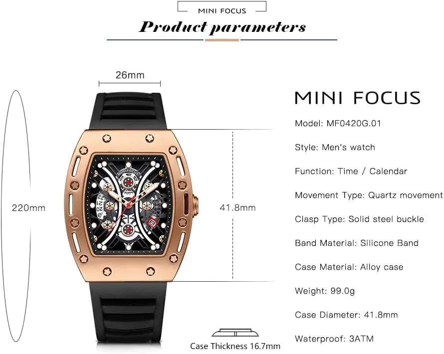 AIMES Watch Wristwatch for Men Fashion Casual Cool Big Dial Watch Luminous Waterproof Sport Analog Quartz Business Mens Watches Silicon Strap Dress Watch