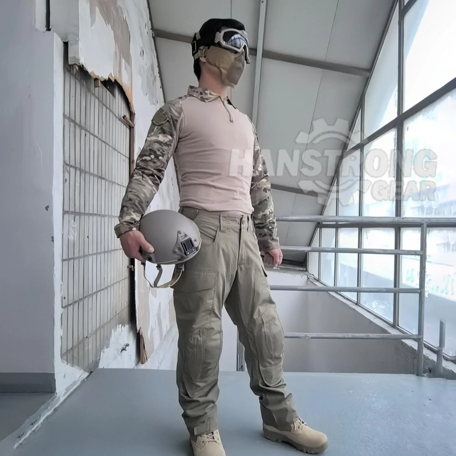 Airsoft Pants with Knee Pads Tatical Pants Men Combat Trousers Multiple Pocket Hook-and-Loop Adjuster