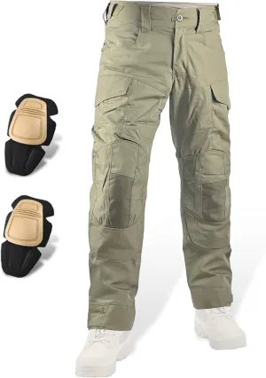 Airsoft Pants with Knee Pads Tatical Pants Men Combat Trousers Multiple Pocket Hook-and-Loop Adjuster