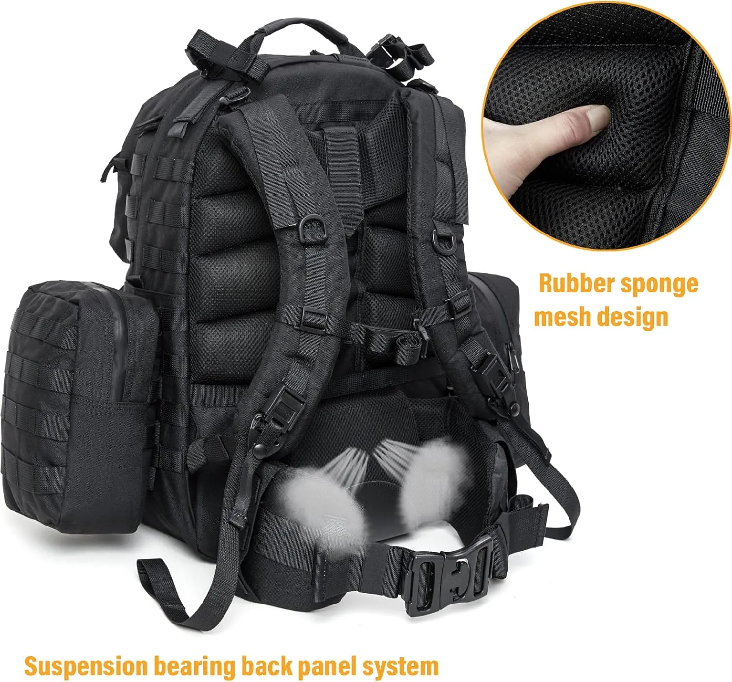 Akmax MOLLE II Medium Rucksack Military Tactical Backpack with Detachable Side Pouches & Upgraded Frame for Enhanced Comfort