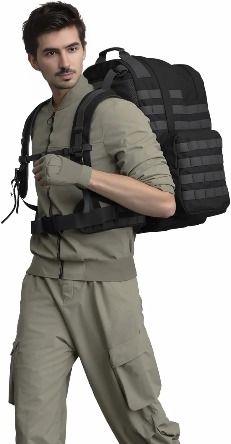 Akmax MOLLE II Medium Rucksack Military Tactical Backpack with Detachable Side Pouches & Upgraded Frame for Enhanced Comfort
