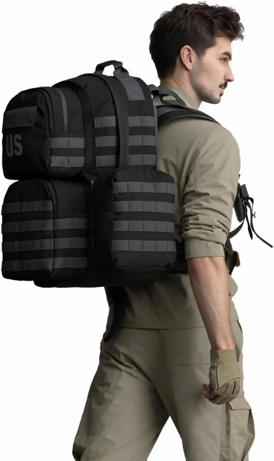 Akmax MOLLE II Medium Rucksack Military Tactical Backpack with Detachable Side Pouches & Upgraded Frame for Enhanced Comfort